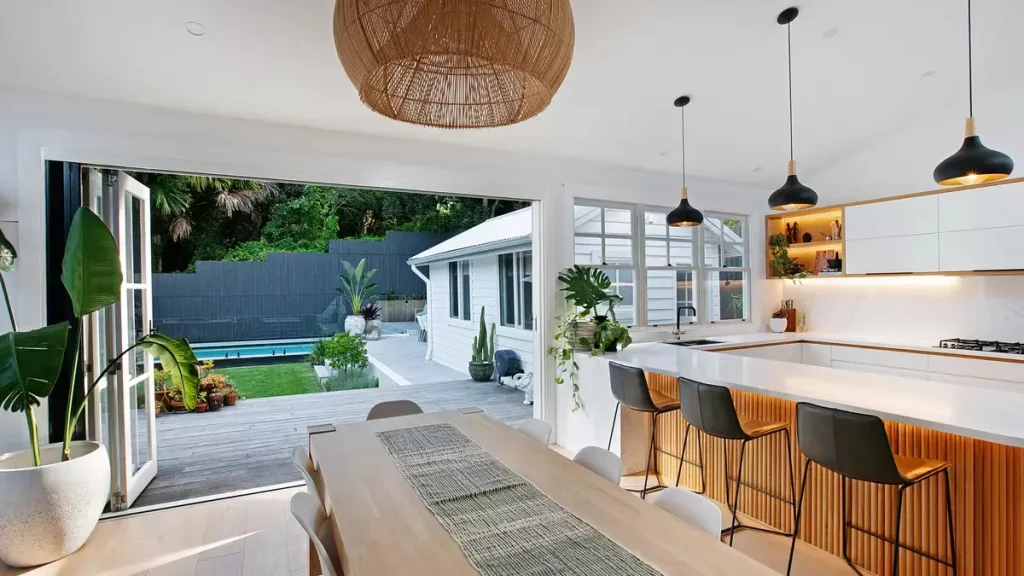 open plan kitchen living leading to alfresco in Manly Vale