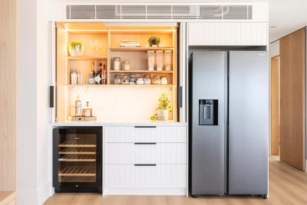 Custom designed pantry and drinks zone in an apartment in Manly