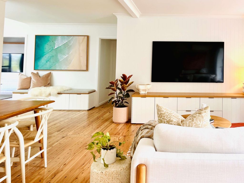 Coastal style open plan living space in Forestville, Sydney