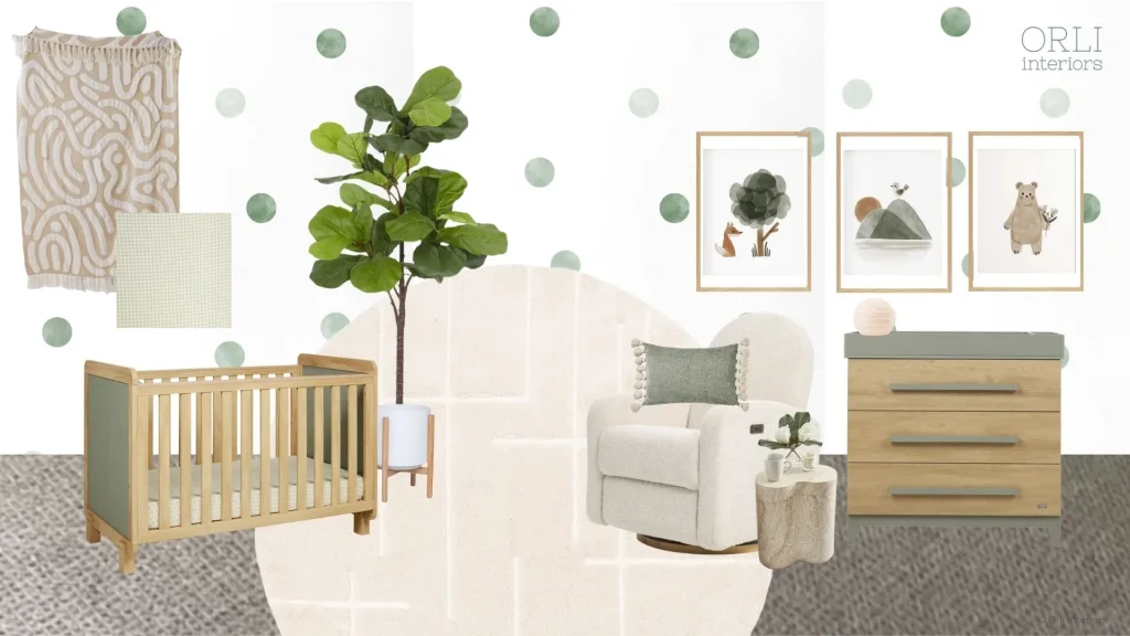 Mood board for nursery styling project
