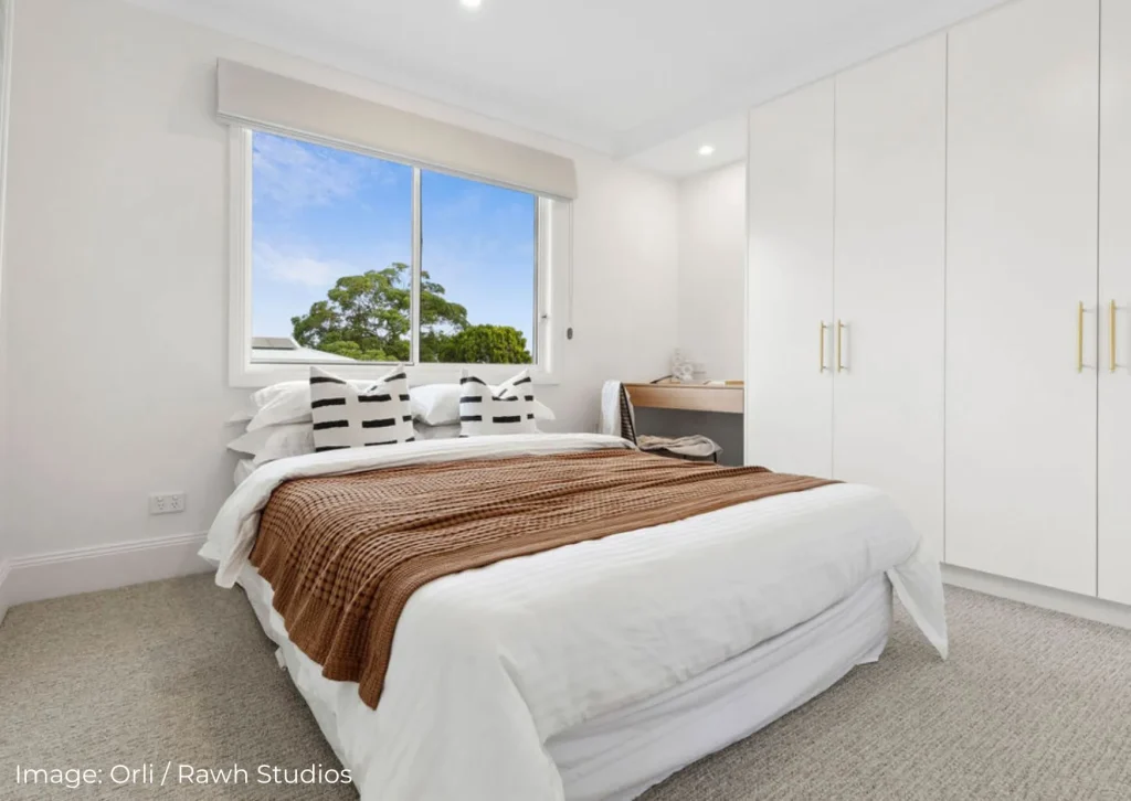 bedroom in a full home renovation in Collaroy