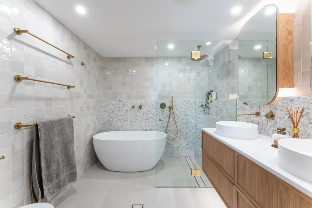 tiled floor in a full bathroom renovation in Manly, Sydney