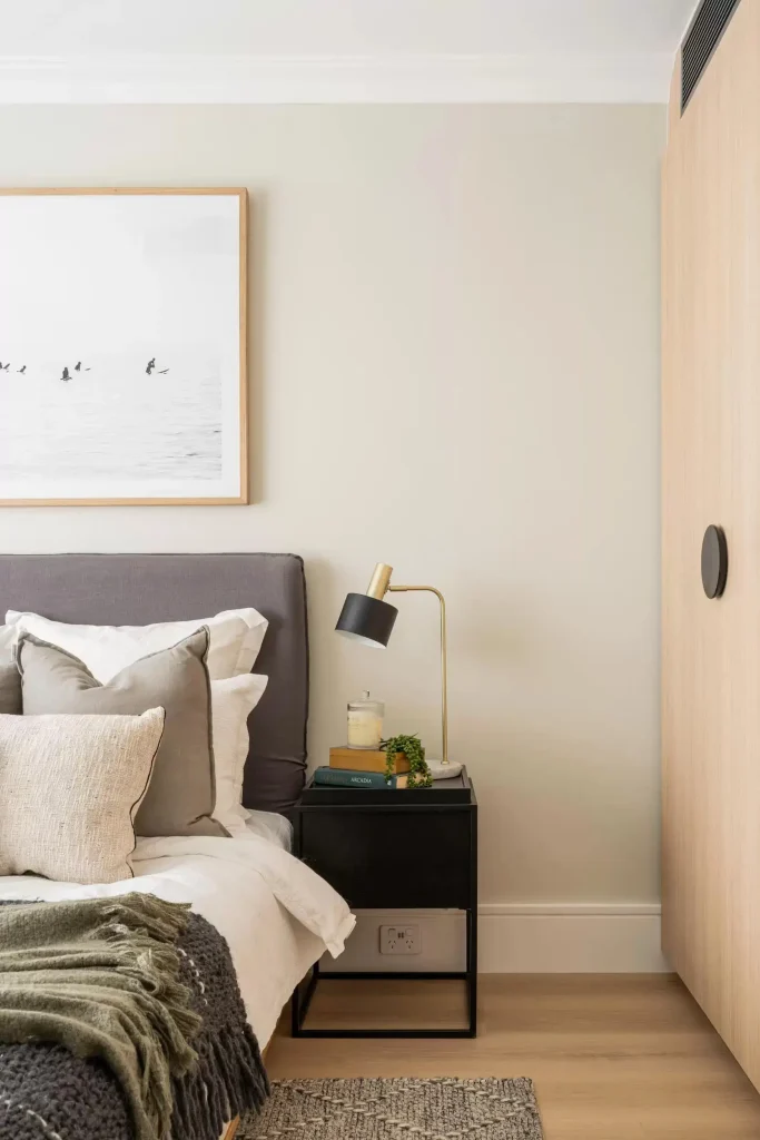 Coastal bedroom interior designed and styled in Manly, Northern Beaches, Sydney
